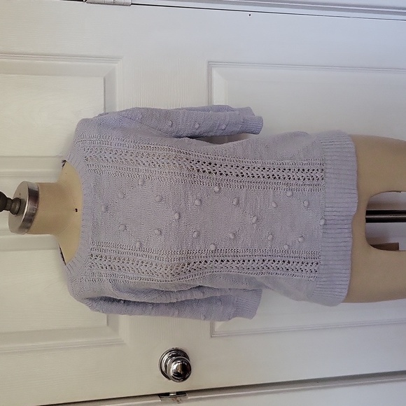 JCrew Re-Imagined Bobble Stitch Ruffle Sleeve Cable Knit Sweater, Grannycore - Picture 3 of 15